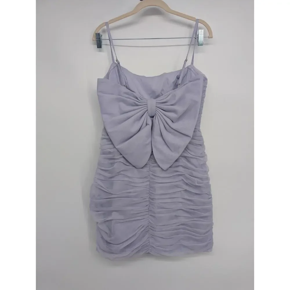 NWT Anthropologie Hutch Ruched Tulle Bow Mini Dress Size 6 Lavender #NC431